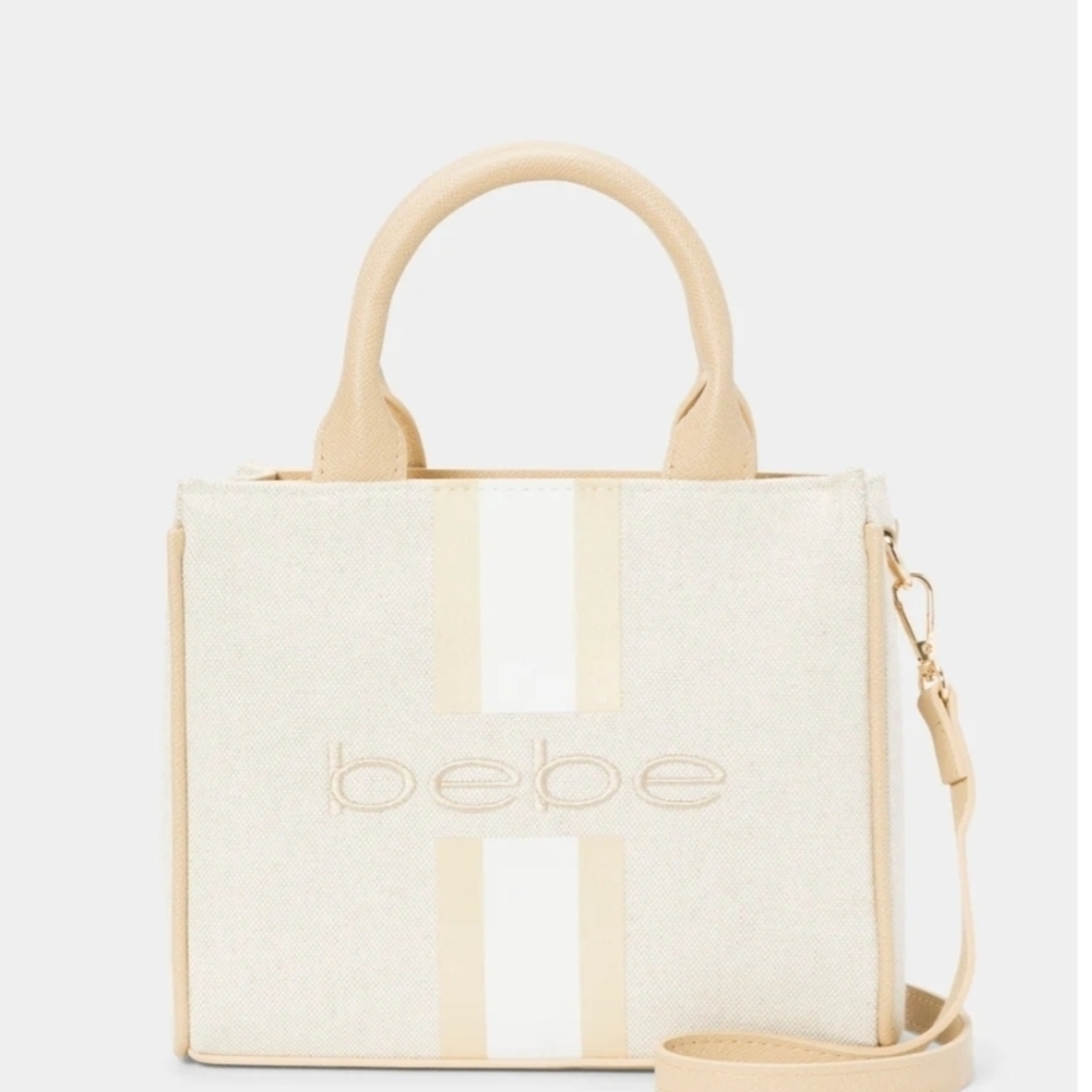 Bebe Beige and Cream Tote Bag